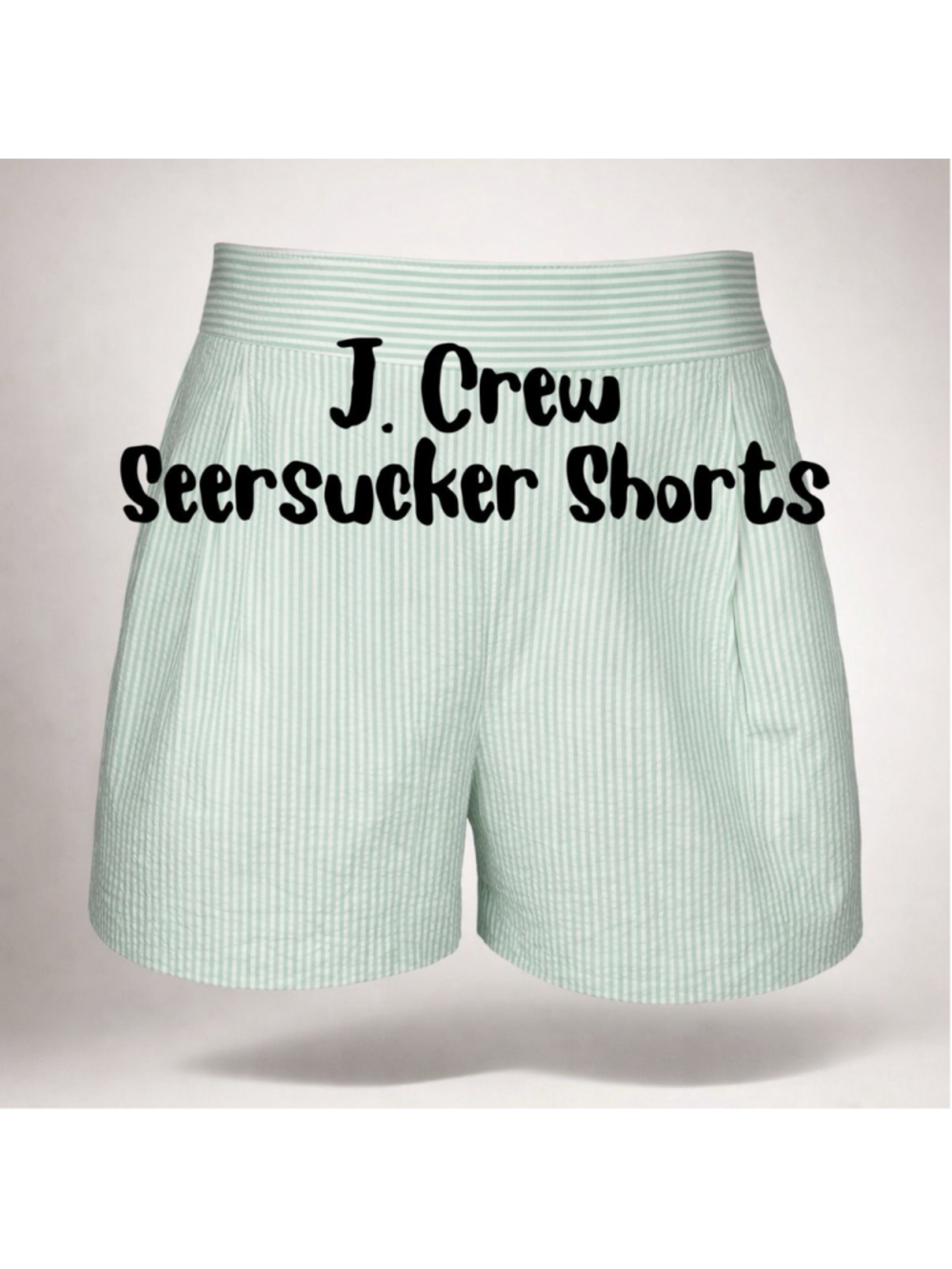 J. Crew Seersucker Striped Chino Shorts Womens Size 10Green White Pleated Preppy